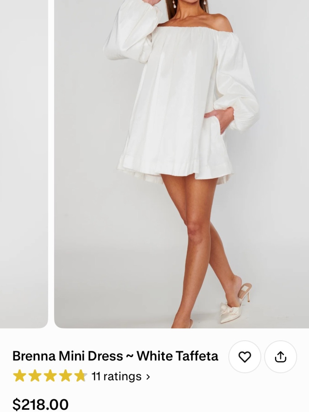 Show Me Your MuMu White Off-Shoulder Taffeta Mini Dress